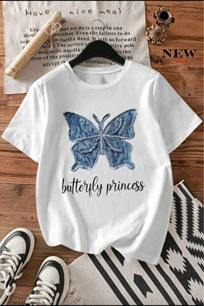 New Shine تي شيرت الأميرة الفراشة مطبوع قصة فضفاضة