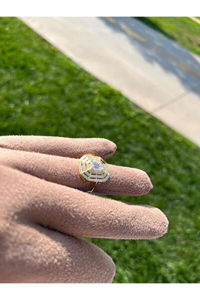 ZEONA JEWELLERY Parlak Kesim Baget Taşlı Gümüş Kadın Yüzük