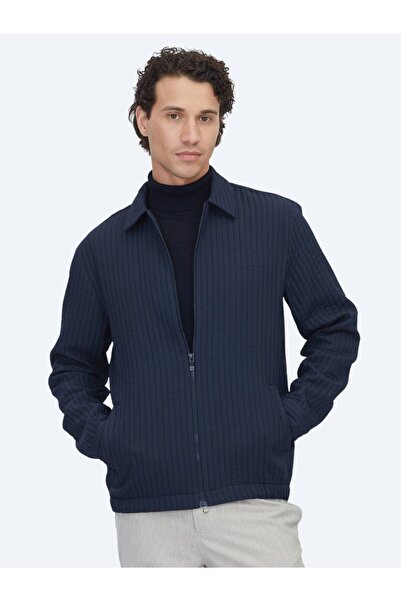 Kip Navy Blue Regular Fit Woven Overshirt