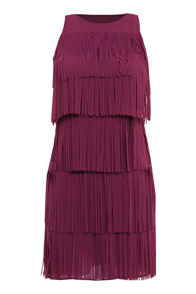 Keikei Mürdüm Sifon Kolsuz Kısa Elbise