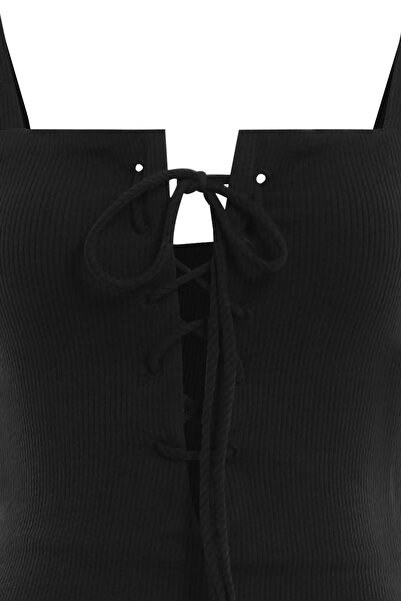 Keikei Siyah Kolsuz Uzun Elbise