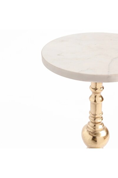 HOME AURAA Snow White Marble Accent Table
