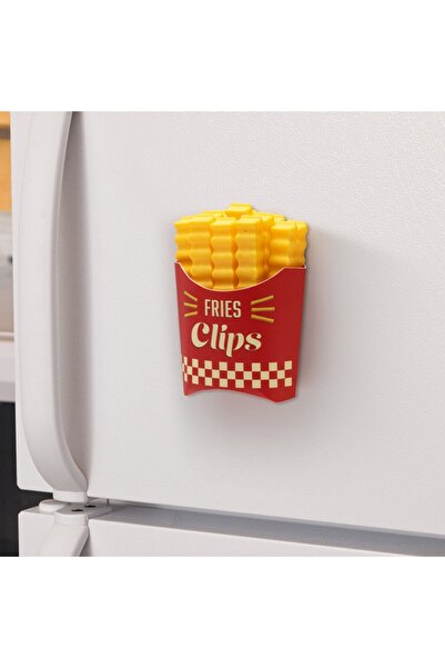 Flippy Set of 12 Sealing Clips for Food Bags & Spices, Magnetic Holder, French Fries Design, Plastic