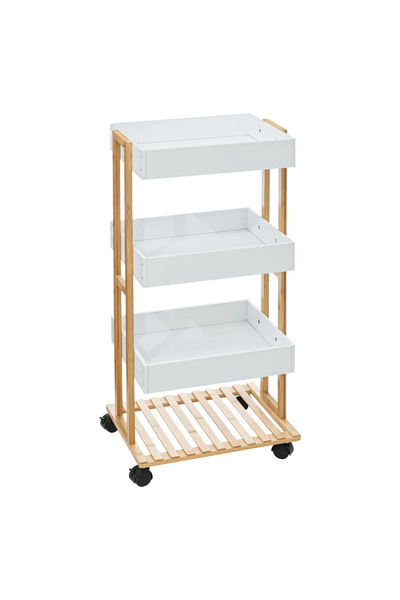 5FiveSmart 5Five Natureo 4 ράφια σε ρόδες, MDF και μπαμπού, 40x30x88 cm, λευκό