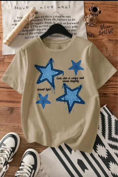 New Shine Steaua cu imprimeu supradimensionat tricou