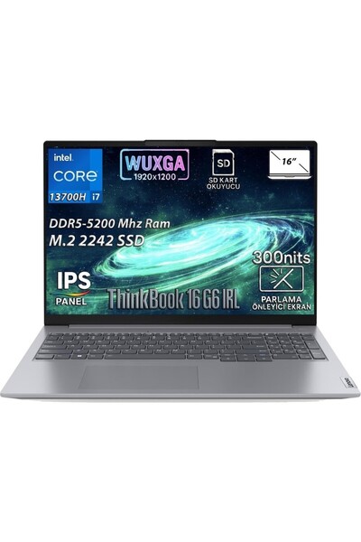 LENOVO ThinkBook 16 G6 IRL Intel Core i7-13700H 32GB 512GB SSD 16" WUXGA IPS Freedos Laptop 21KH00V1TR