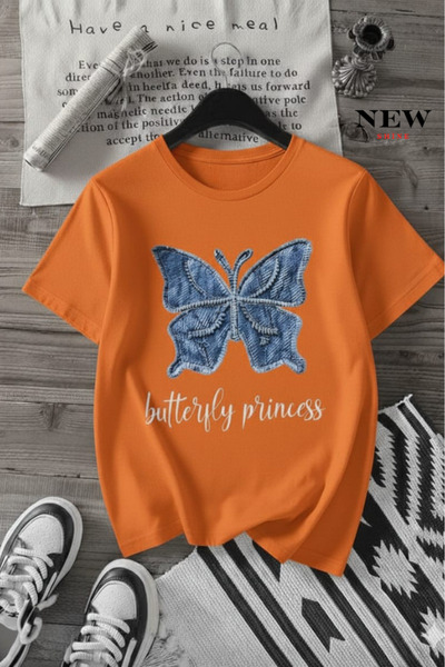 New Shine Princeza leptira Štampano Oversize kroj T-shirt