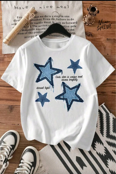 New Shine Steaua cu imprimeu supradimensionat tricou