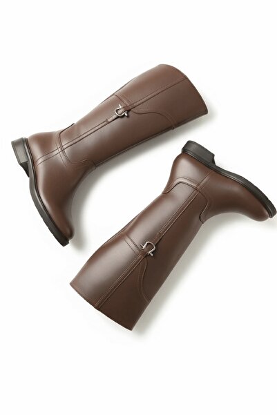 DURUNUN BUTİĞİ Cizme de damă casual din piele maro Duube (înălțime toc 3,5 cm...