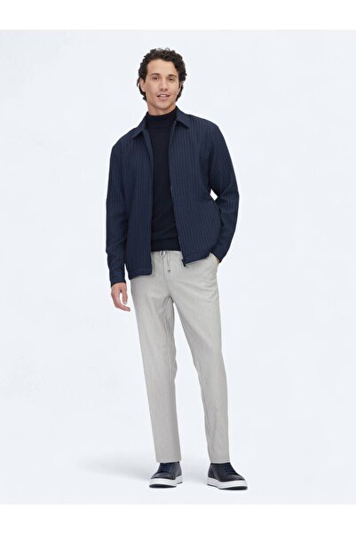 Kip Navy Blue Regular Fit Woven Overshirt