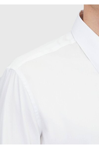 Ramsey Πουκάμισο με λευκό σχέδιο, κλασικό υφαντό πουκάμισο από βαμβακερό μείγμα