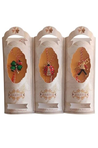 Vision XXI Set 3 Martisoare Noroc, Tip Brosa 2.5 cm, Cu Trifoi Norocos, Horna...