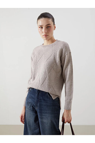 LC Waikiki Crew Neck Self Patterned Women's Knitwear Sweater