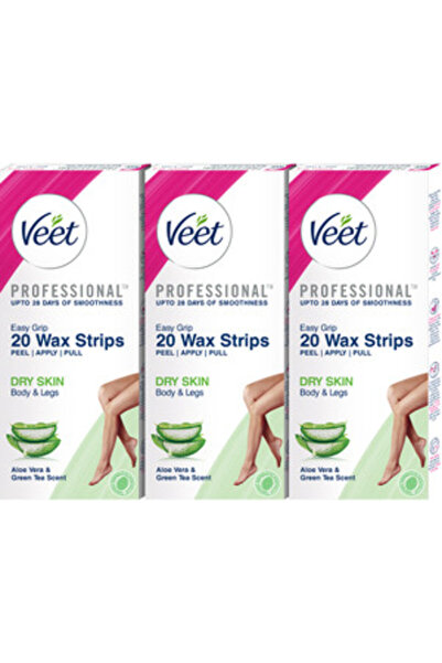 Veet Professional Waxings Kit for Dry Skin Strips (60 Strips, Set of 3)