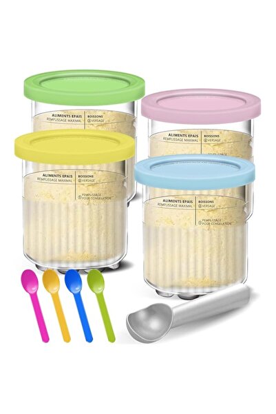 Generic Creami Pints and Lids for Ninja - 4 Pack 24 oz Deluxe 11-in-1 Creamy Icecream Containers Cups Jars