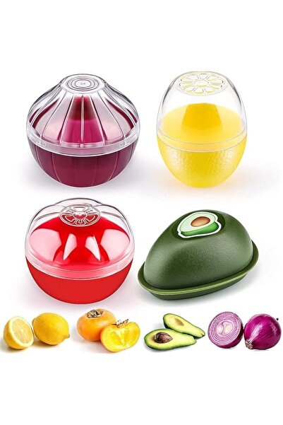 Generic SZYYQ 4 Pieces Silicone Fruit and Vegetable Shaped Savers, Storage Containers for Fridge, Avocado L