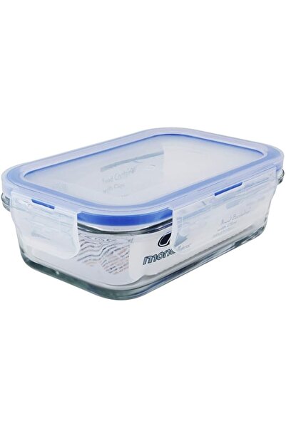 Generic 350Ml Rectangular Glass Food Storage Container With Blue Lid, Cmn0094