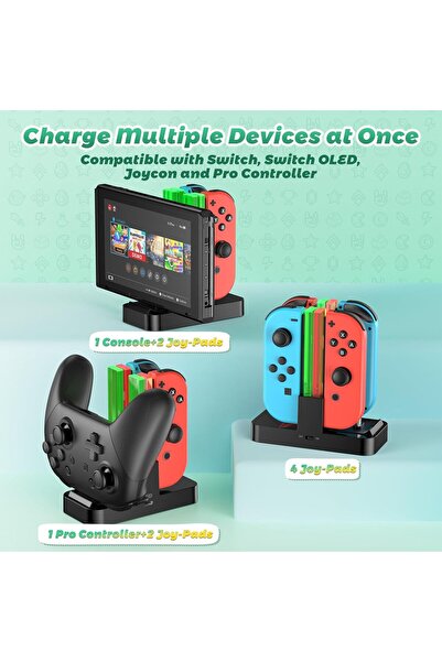 FASTSNAIL Controller Charger for Nintendo Switch & OLED - Joy-Con & Pro Controller Charging Station