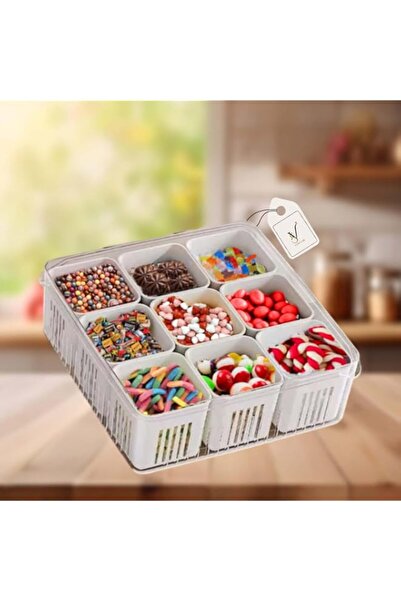 Generic Viewstar 9 pieces Snack Box Container, Divided Serving Tray with Lid, Snack Organizer with Compartm