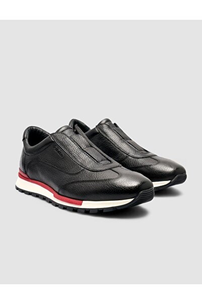 Cabani 100% Genuine Leather Red Sole Men's Black Sports Shoes