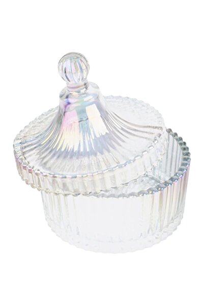 Generic Royalford 1pc clear Glass Storage with Lid Glass Candy Jar RF12797 Storage Jar with Lid Food Contai