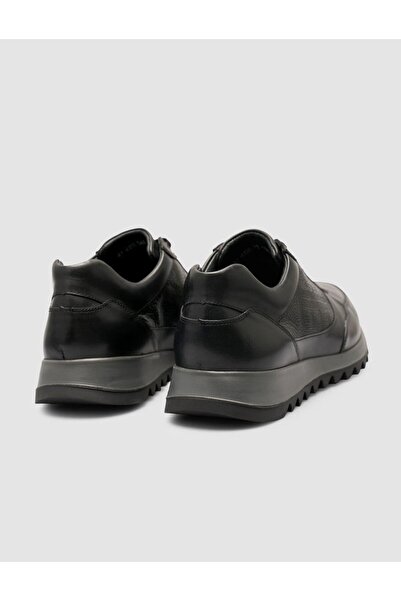Cabani Hakiki Deri Siyah Bağcıklı Erkek Spor Ayakkabı