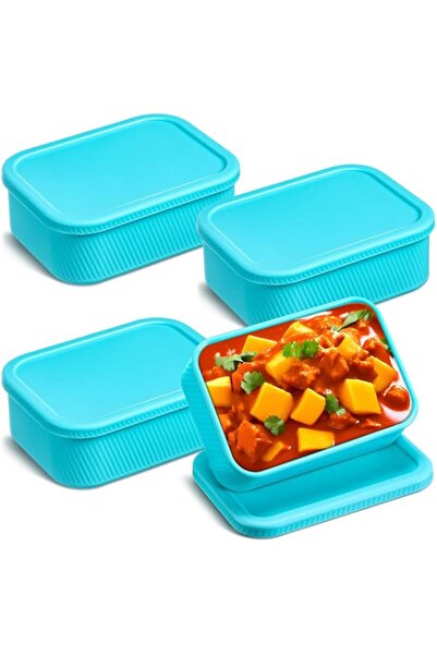 Generic 4-Pack 3.5 Cup Silicone Freezer Containers with Lids – Reusable, BPA-Free Rectangle Molds for Freez