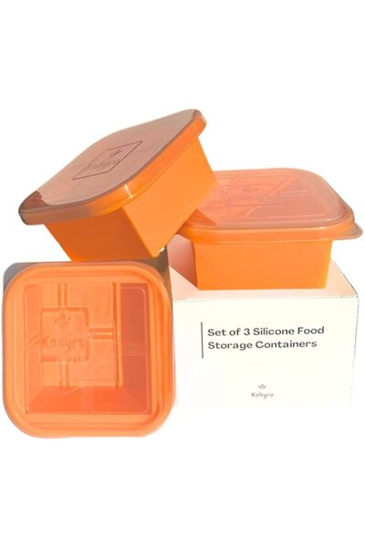 Generic Silicone Freezer Container With Lid, Pack of 3, 500 mL, BPA Free, Meal Prep Reusable Container