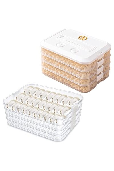 Generic FGOGO 4-Layer Fridge Food Storage Containers with Lids Dumpling Storage Box,Good Sealing,Stackable