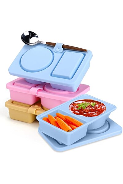 Generic Palksky Silicone Snack Container with Lids, 4Pack 2/Tow/Double Compartment Snackle Box Containers,