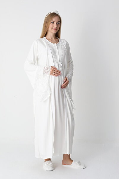 Lohussa طقم ملابس نوم نسائية من الدانتيل بتصميم خاص كامل الطول بأكمام طويلة ل...