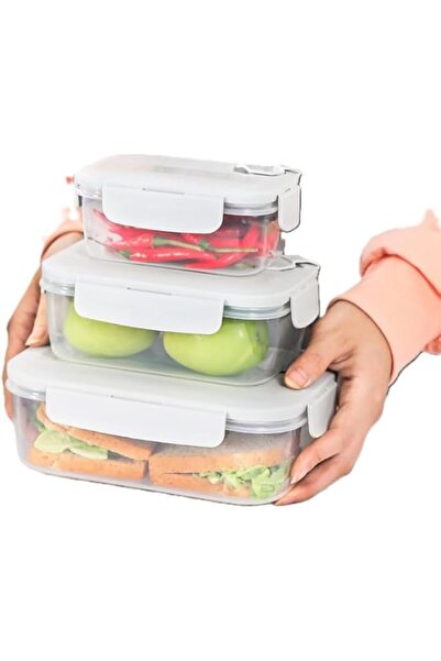 Generic Airtight Food Storage Containers, BPA Free, Set Of 3 (500ml, 820ml, 1100ml), Stackable Plastic Cont