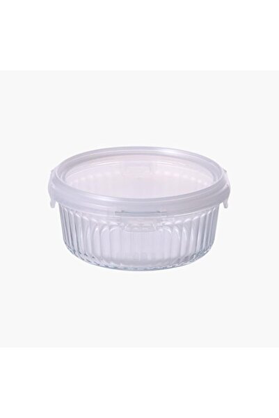 Generic Wave Lock Round Glass Food Container with Lid, 950 ml Capacity