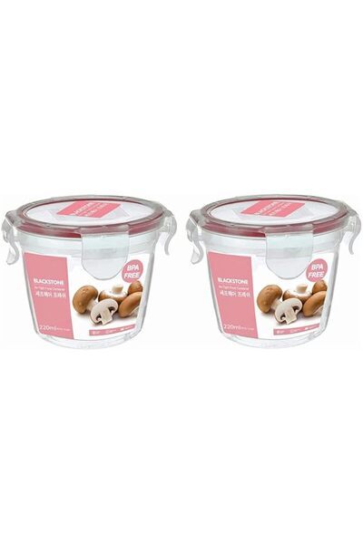 Generic BLACKSTONE Round Food Container 2 Pc Set with Air Tight Lid, Kitchen Food Container for Cookies, Ca