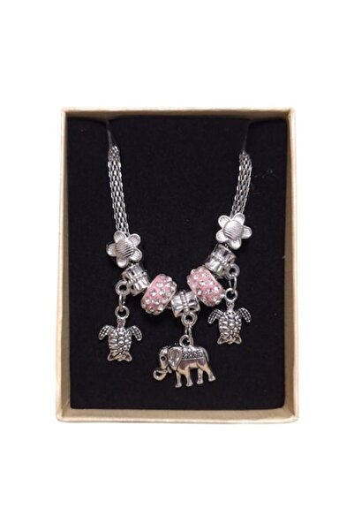 Vision XXI Brățară Mărțișor Model Pandora Metal Argintiu cu Pietre Roz,