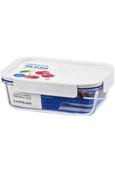 Generic & Lock Rectangle The Clear Glass Food Container, 1L, White/Mint