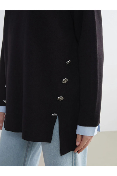 LC Waikiki طاقم الرقبة سترة تريكو المرأة كبيرة الحجم