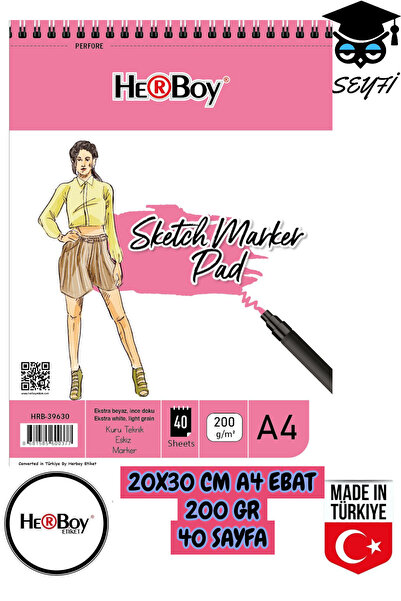 SEYFİKİRTASİYE 20X30 CM A4 blok za crtanje ugljem, 200 gr, ŽIČANO UVEZAN, 40 ...