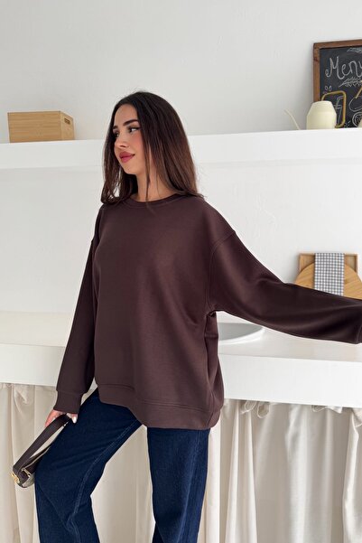 FEMELLE Brown Modal Fabric Basic Sweatshirt