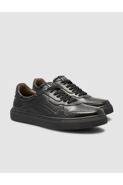 Cabani 100% Genuine Leather Black Lace-Up Men's Sports Shoes