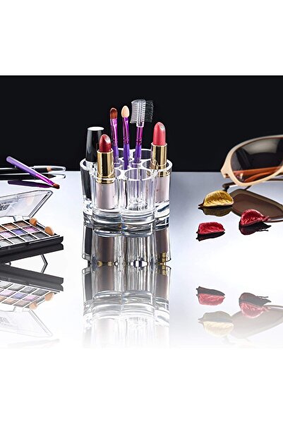 Mode Cool Organizator de machiaj din acril transparent – Organizator pentru ruj și pensule, design elegant și practic