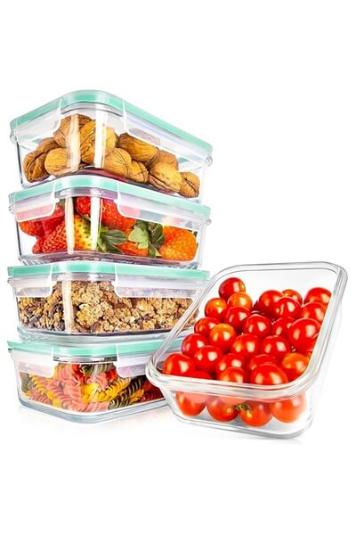 Generic 5 Pack 35oz Glass Containers with Leak Proof Locking Lids, Glass Meal Prep Containers with Steam Re