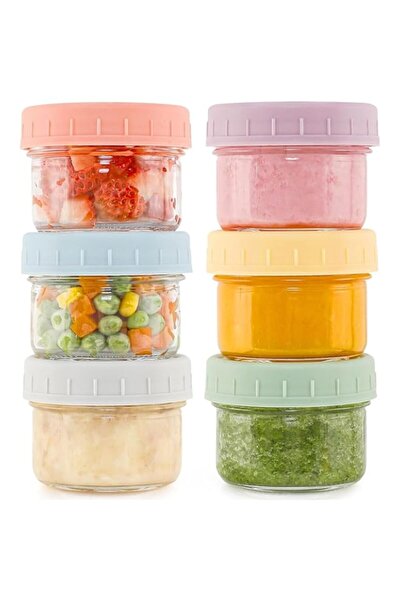 Generic Loiisgy 6-Pack Small Glass Containers with Lids, 4 oz Reusable and Leak Proof Salad Dressing Contai