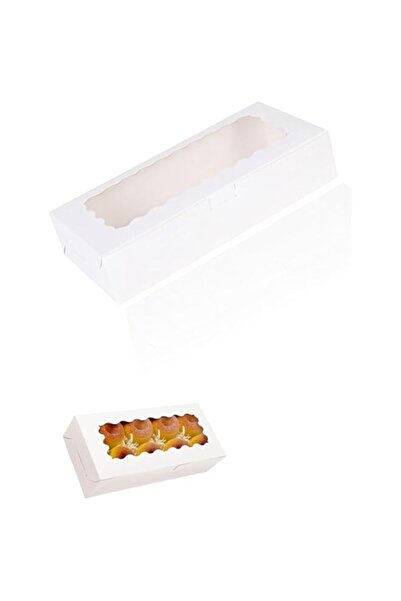 Generic Minimalist Bakery Box - 10pcs, 12*5.5*2.5Inch White Treat Boxes with Windows for Donuts, Pi