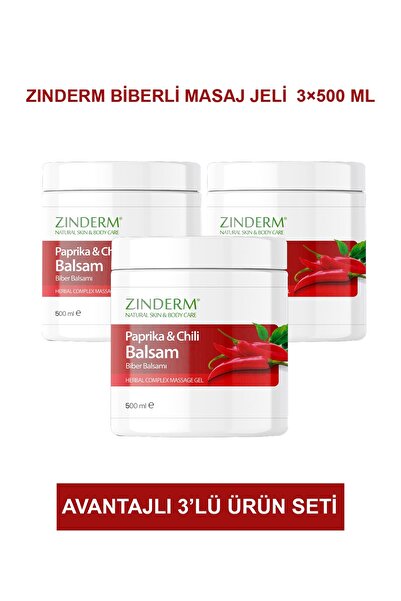 zinderm Paprika Biberli Krem Balsam Masaj Jeli 500 ml ( 3 Adet X 500 ml )
