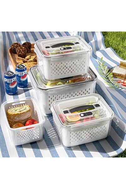 Generic Azonee 4 Pack Large Fruit Storage Containers for Fridge, Airtight with Vent Holes and Handle, BPA-f