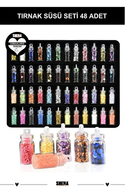 Shena 48'li Sim Pul Boncuk Seti Tırnak Göz Çevresi Süsleme Kalıcı Oje Protez Tırnak Nail Art