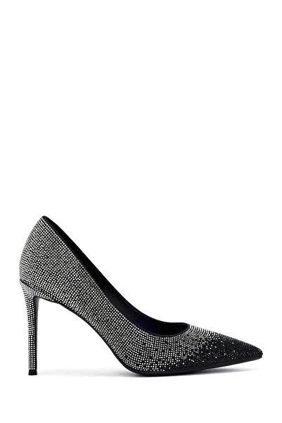 Derimod Kadın Siyah Taşlı İnce Topuklu Deri Stiletto 25WFD4910TS