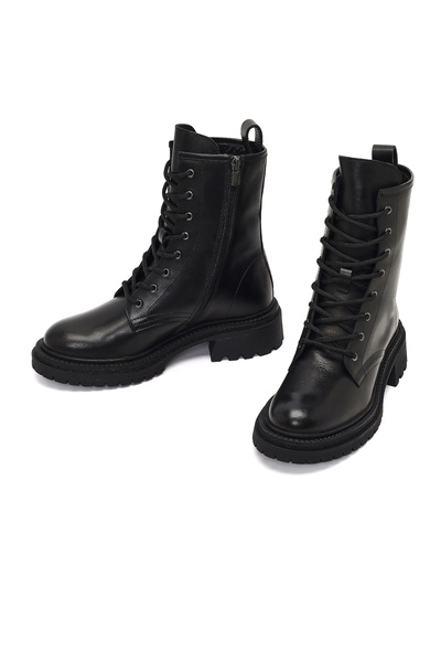 Derimod Kadın Siyah Fermuarlı Kalın Tabanlı Deri Bot 25WFD140618