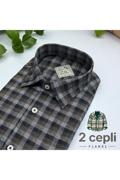 EREN STYLE Cămașă clasică din flanel de iarnă, 100% bumbac, cu mâneci lungi, ...